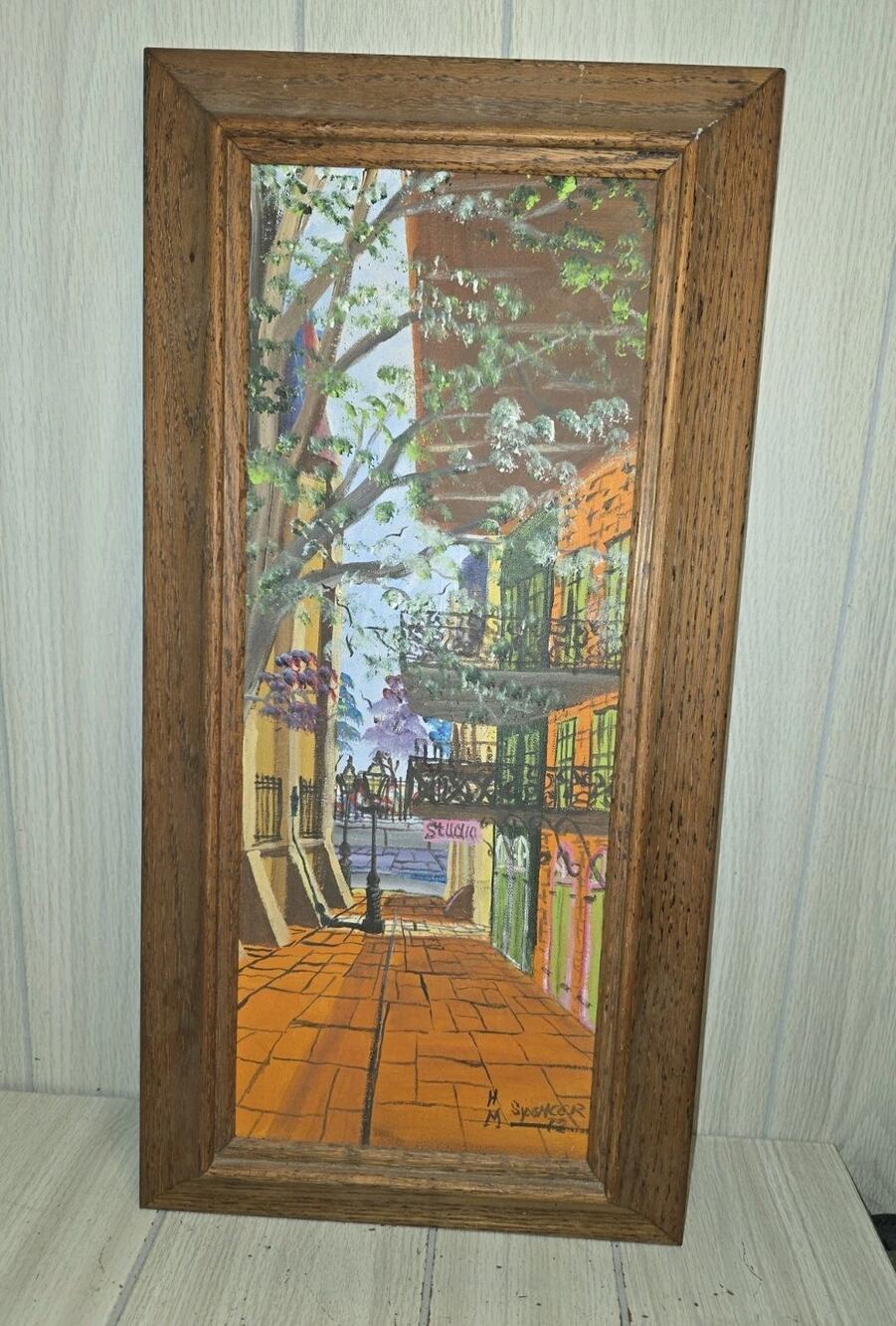 Herbert Spencer Pirates Alley Looking To Jackson SQ New Orleans Oil Painting 72'